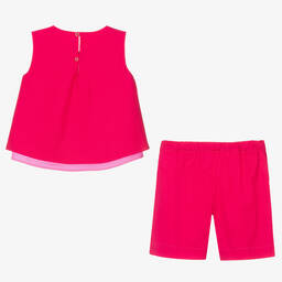 Il Gufo-طقم شورت قطن بوبلين لون زهري للبنات | Childrensalon Outlet