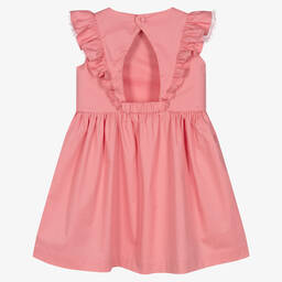 إيل غوفو-فستان قطن بوبلين مزين كشكش لون زهري | Childrensalon Outlet