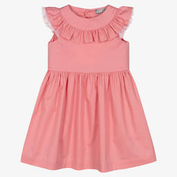 Il Gufo - Girls Pink Cotton Ruffle Dress | Childrensalon Outlet