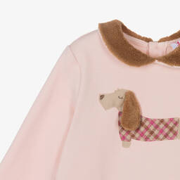 Il Gufo-Розовое хлопковое платье с таксой | Childrensalon Outlet