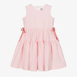Il Gufo-Розовое хлопковое платье в мелкую полоску | Childrensalon Outlet