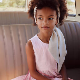 Il Gufo-Розовое хлопковое платье в мелкую полоску | Childrensalon Outlet