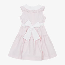 Il Gufo-فستان قطن سيرسوكر لون زهري وأبيض | Childrensalon Outlet