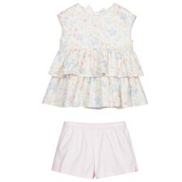 Il Gufo-Girls Pink Cotton Shorts Set | Childrensalon Outlet