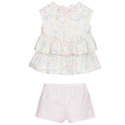 Il Gufo-Girls Pink Cotton Shorts Set | Childrensalon Outlet