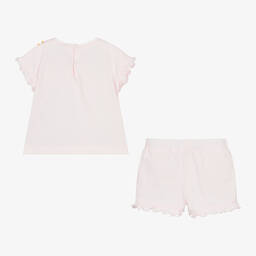 Il Gufo-Girls Pink Cotton Shorts Set | Childrensalon Outlet