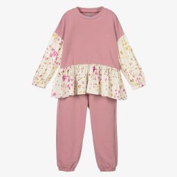 Il Gufo-Розовый хлопковый топ с брюками для девочек | Childrensalon Outlet