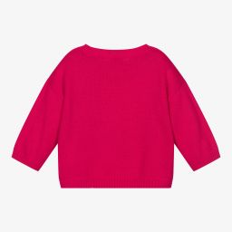 إيل غوفو-كنزة قطن عضوي محبوك لون زهري فيوشيا للبنات | Childrensalon Outlet