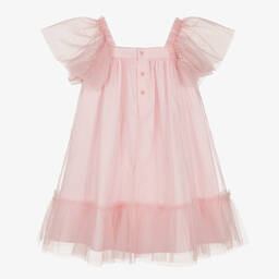 Il Gufo-Girls Pink Frill Tulle Dress | Childrensalon Outlet