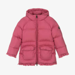 Il Gufo-Girls Pink Frilled Hooded Coat | Childrensalon Outlet