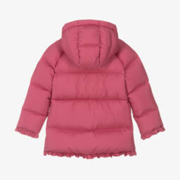 Il Gufo-Girls Pink Frilled Hooded Coat | Childrensalon Outlet