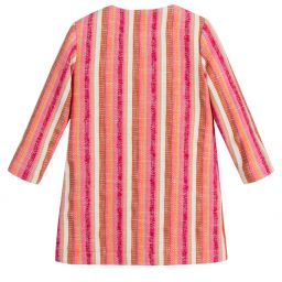 Il Gufo-Girls Pink Striped Ruffle Coat | Childrensalon Outlet