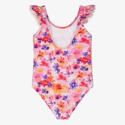 Il Gufo-Girls Pink Watercolour Floral Swimsuit  | Childrensalon Outlet