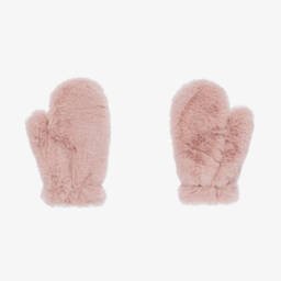 Il Gufo-Girls Plush Pink Mittens | Childrensalon Outlet