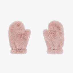 Il Gufo-Girls Plush Pink Mittens | Childrensalon Outlet