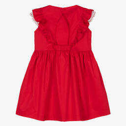 Il Gufo-Girls Red Cotton Ruffle Dress | Childrensalon Outlet