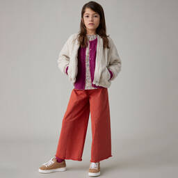 إيل غوفو-بنطلون برجلين واسعتين قطن لون أحمر للبنات | Childrensalon Outlet