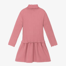 Il Gufo-Girls Rose Ribbed Cotton High Neck Dress | Childrensalon Outlet