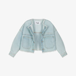 Il Gufo-Girls Sky-Hued Boxy Denim Coat | Childrensalon Outlet