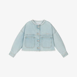 Il Gufo-Girls Sky-Hued Boxy Denim Coat | Childrensalon Outlet