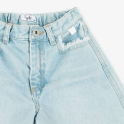 Il Gufo-Джинсовые бермуды небесного оттенка для девочек | Childrensalon Outlet