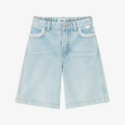 Il Gufo-Джинсовые бермуды небесного оттенка для девочек | Childrensalon Outlet
