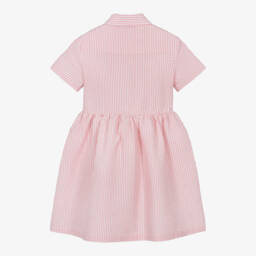 Il Gufo-Girls Soft Pink Striped Cotton Frock | Childrensalon Outlet