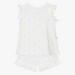 Il Gufo-طقم ناعم أبيض بنقشة الأقحوان للبنات | Childrensalon Outlet