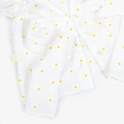 Il Gufo-طقم ناعم أبيض بنقشة الأقحوان للبنات | Childrensalon Outlet