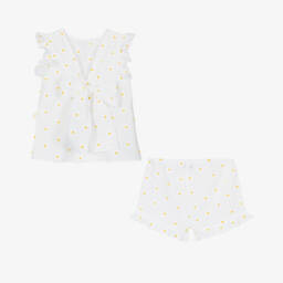 Il Gufo-طقم ناعم أبيض بنقشة الأقحوان للبنات | Childrensalon Outlet