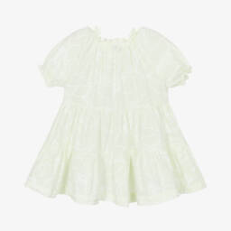 إيل غوفو-فستان بوبلين زهري أخضر للبنات لفصل الربيع | Childrensalon Outlet