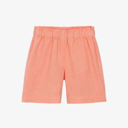 Il Gufo-Girls Tangerine Breezy Linen Shorts | Childrensalon Outlet