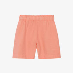 Il Gufo-Girls Tangerine Breezy Linen Shorts | Childrensalon Outlet