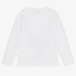 Il Gufo-Girls White & Blue Cotton Top | Childrensalon Outlet