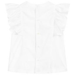 Il Gufo-Girls White Cotton Blouse | Childrensalon Outlet