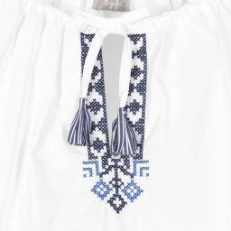 إيل غوفو-بلوز مزيج قطن لون أبيض للبنات | Childrensalon Outlet