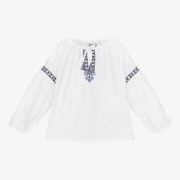 إيل غوفو-بلوز مزيج قطن لون أبيض للبنات | Childrensalon Outlet