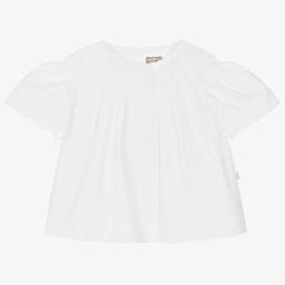 Il Gufo-Белая хлопковая блузка для девочек | Childrensalon Outlet