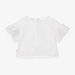 Il Gufo-Girls White Cotton Blouse | Childrensalon Outlet