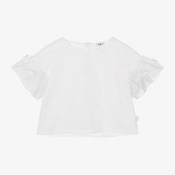 Il Gufo-Girls White Cotton Blouse | Childrensalon Outlet