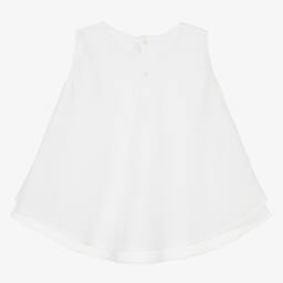 Il Gufo-Girls White Cotton Floral Layered Blouse | Childrensalon Outlet