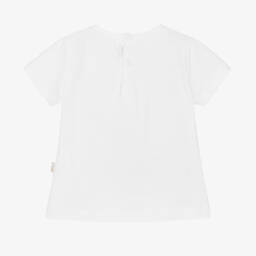 Il Gufo-تيشيرت أطفال بناتي قطن لون أبيض | Childrensalon Outlet