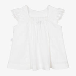 Il Gufo-Белая хлопковая блузка с оборками на рукавах | Childrensalon Outlet