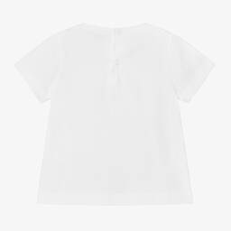 Il Gufo-Girls White Cotton Snail T-Shirt | Childrensalon Outlet