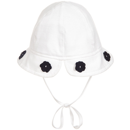 Il Gufo-Girls White Cotton Sun Hat | Childrensalon Outlet