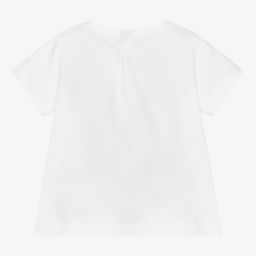 Il Gufo-تيشيرت أطفال بناتي قطن لون أبيض | Childrensalon Outlet