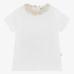 Il Gufo-Белая хлопковая футболка для девочек | Childrensalon Outlet