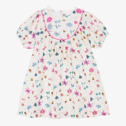 Il Gufo-Белое хлопковое платье в цветочек | Childrensalon Outlet
