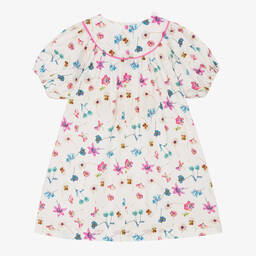 Il Gufo-Белое хлопковое платье в цветочек | Childrensalon Outlet