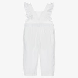 Il Gufo-Girls White Linen Jumpsuit Delight | Childrensalon Outlet